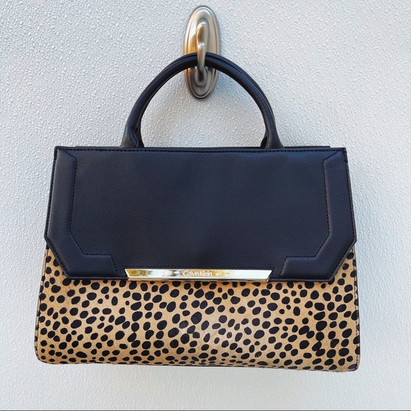 Calvin Klein Handbags - Calvin Klein cheetah and leather bag black brown